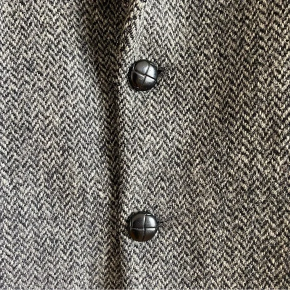 Vintage Harris Tweed Jacket Wool Tweed Grey Herringbone Blazer 42 Long/Tall - Picture 4 of 14